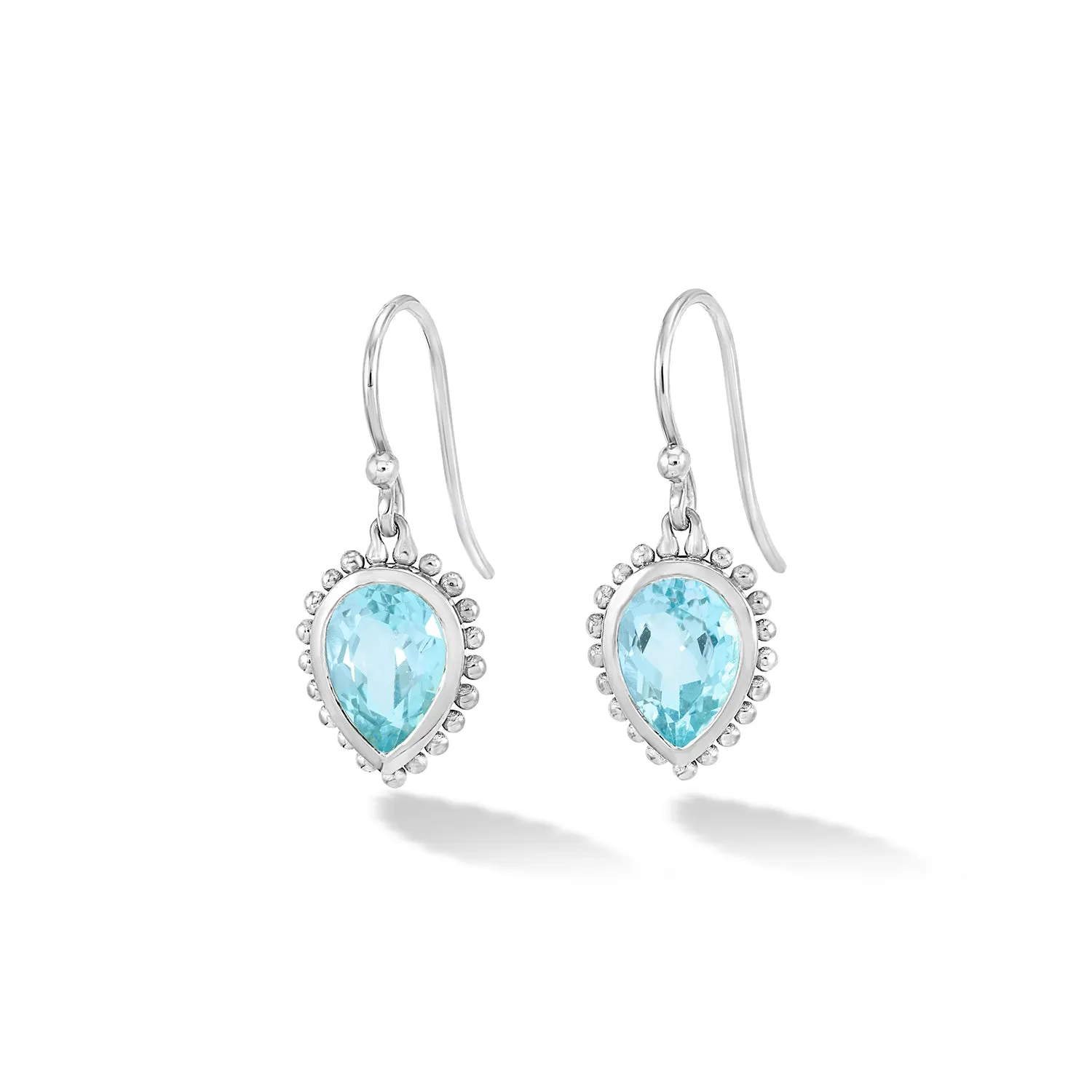 14k Gold Anemone Large Teardrop Earrings with Blue Topaz
