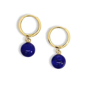 9ct Yellow Gold Hoop With Lapis Drop