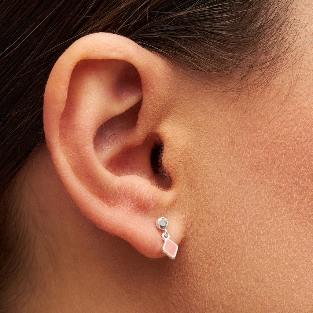 Confetti Dangling earring 1 pcs silver plated - Burnt Coral
