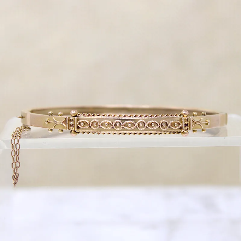 Enchanting Victorian 9ct Etruscan Revival Bangle