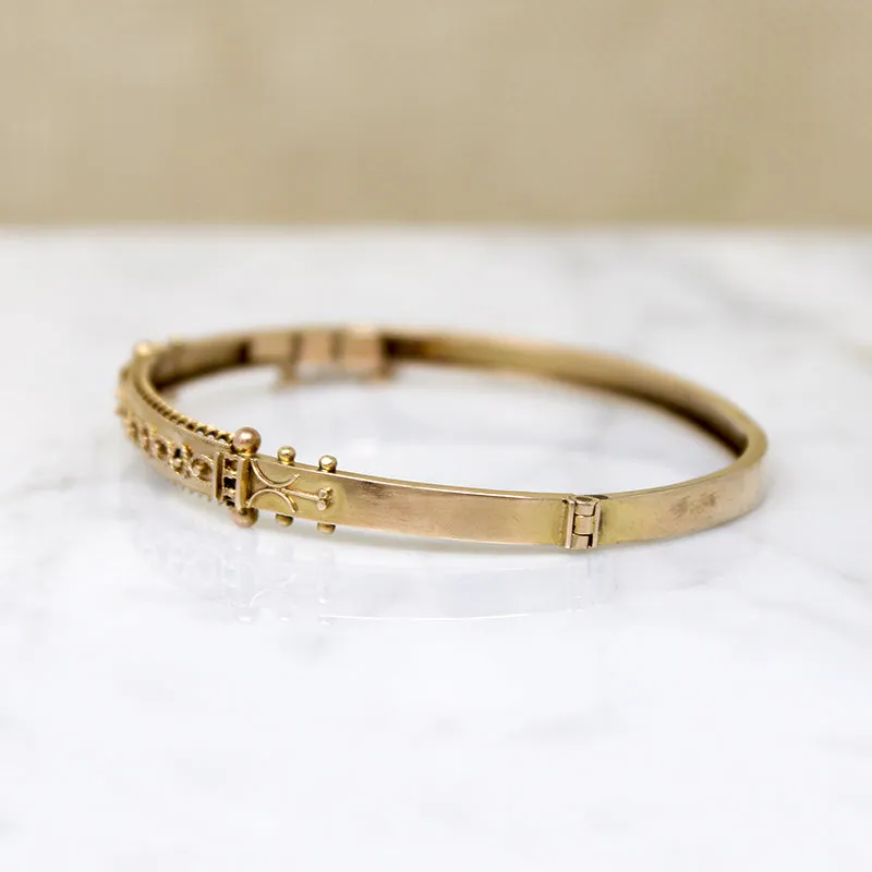 Enchanting Victorian 9ct Etruscan Revival Bangle