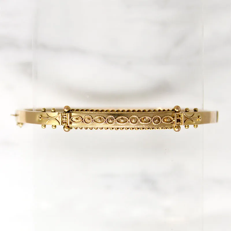 Enchanting Victorian 9ct Etruscan Revival Bangle
