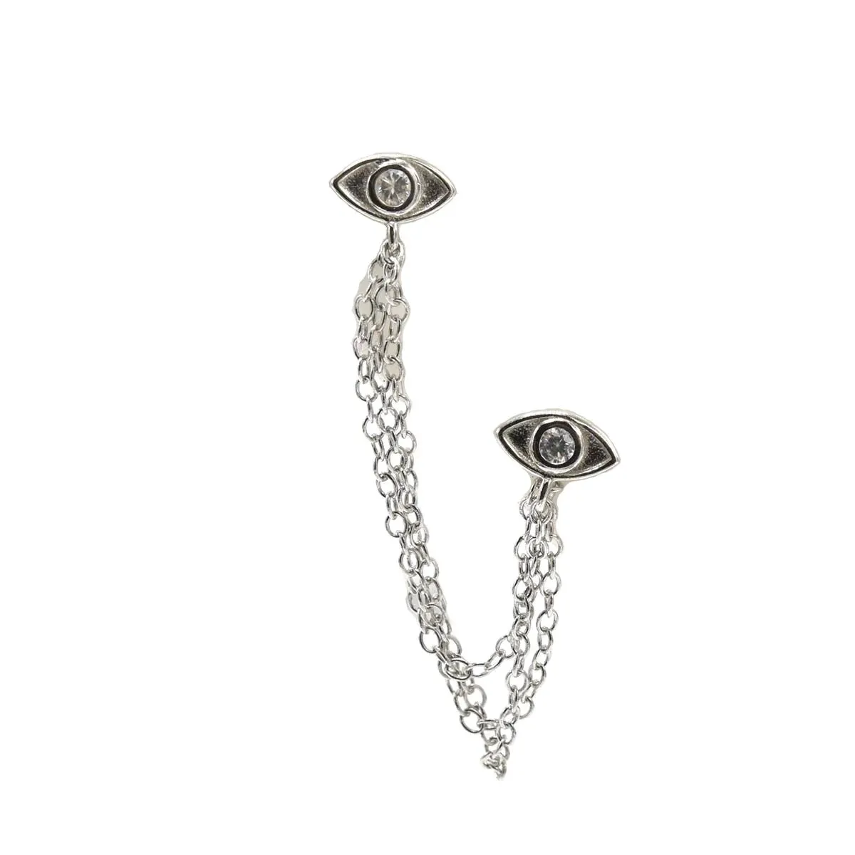 Lucky Eye Sparkle CZ Sterling Silver Single Double Earrings