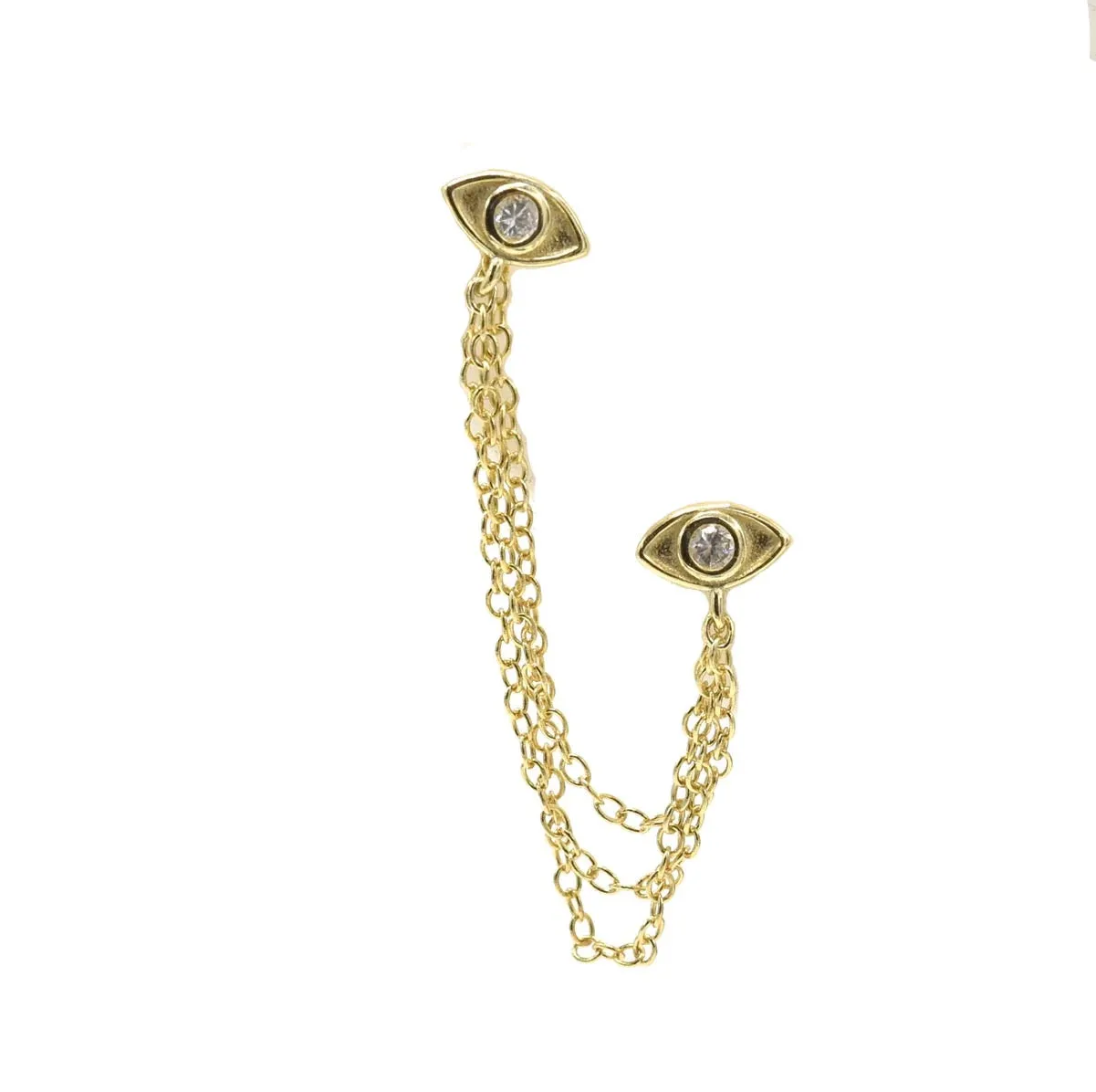 Lucky Eye Sparkle CZ Sterling Silver Single Double Earrings