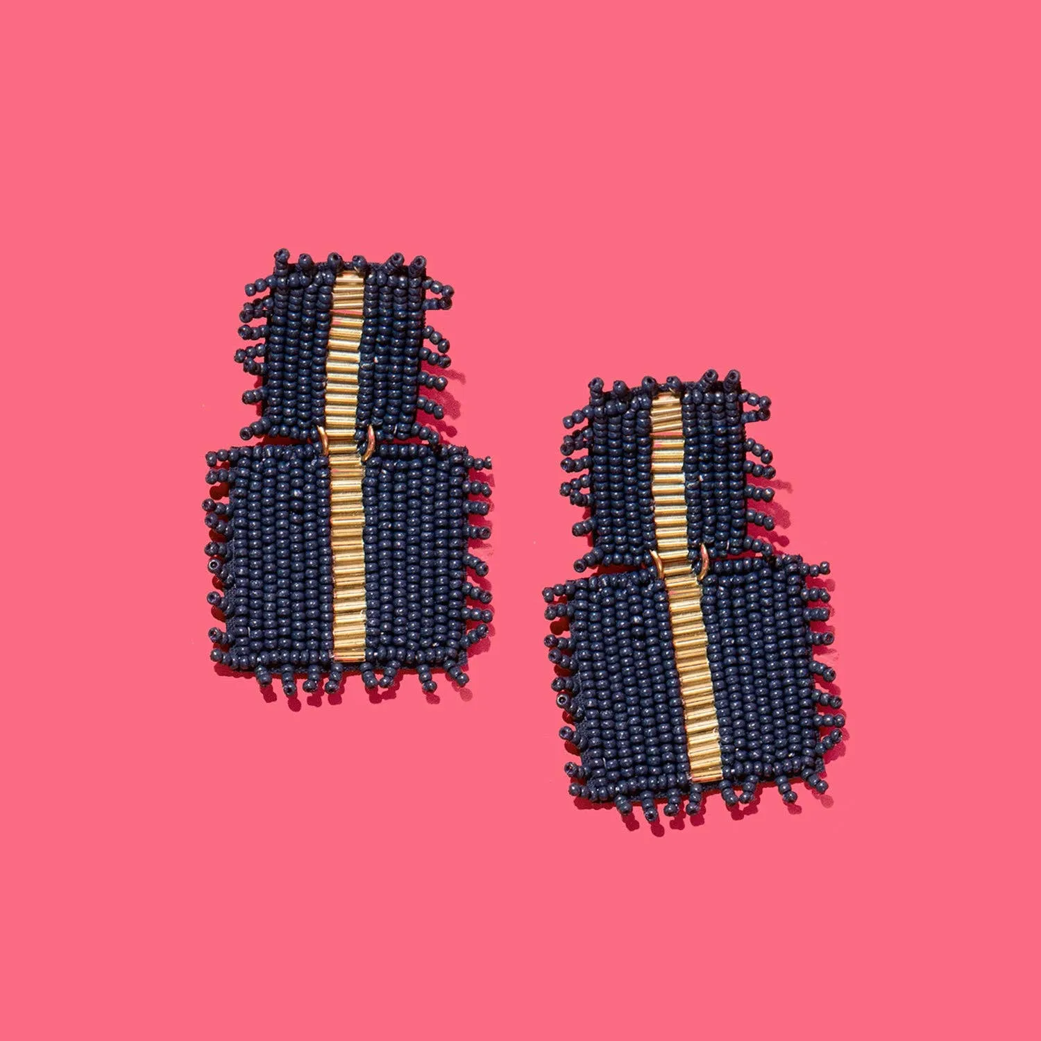 Pierce   Hide - Custom Beaded Square Drop: Carolina Blue