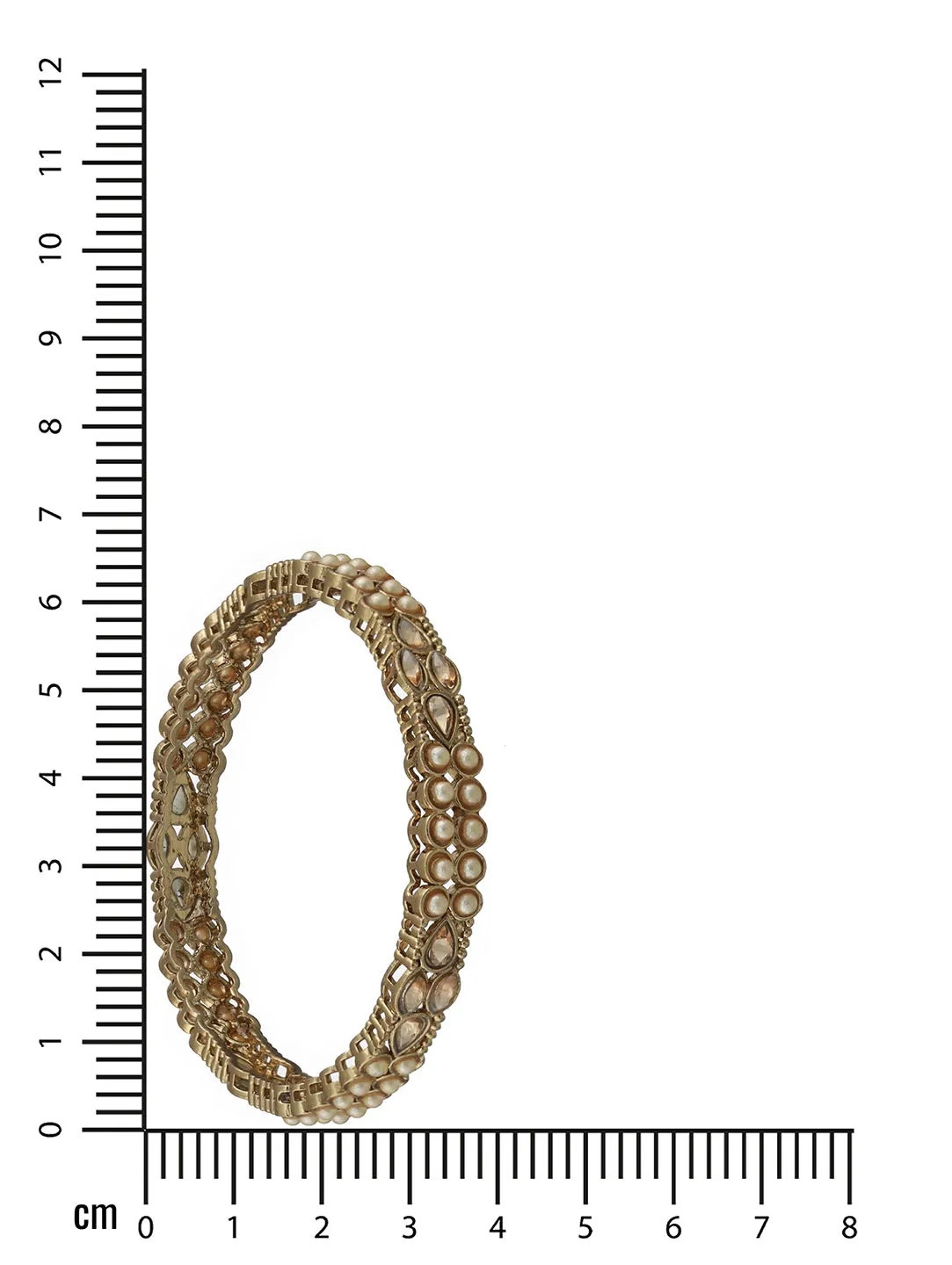 Set Of 4 Gold-Plated Kundan Studded & Pearls Beaded Bangles