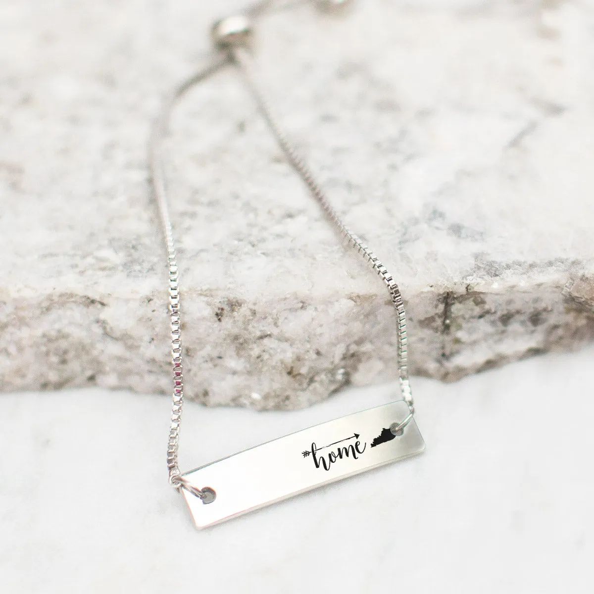 Silver Home is Kentucky Adjustable Bar Bracelet