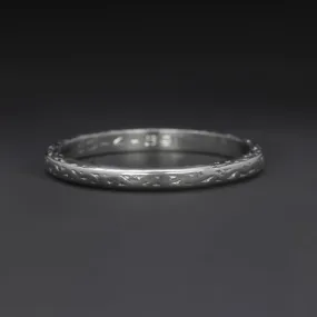 SOLID PLATINUM WEDDING RING STACKING BAND VINTAGE ENGRAVED CLASSIC ETERNITY