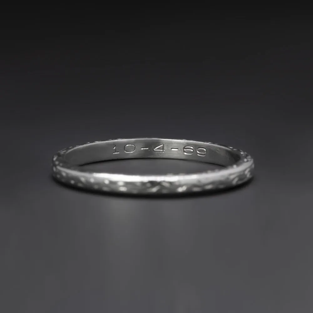SOLID PLATINUM WEDDING RING STACKING BAND VINTAGE ENGRAVED CLASSIC ETERNITY
