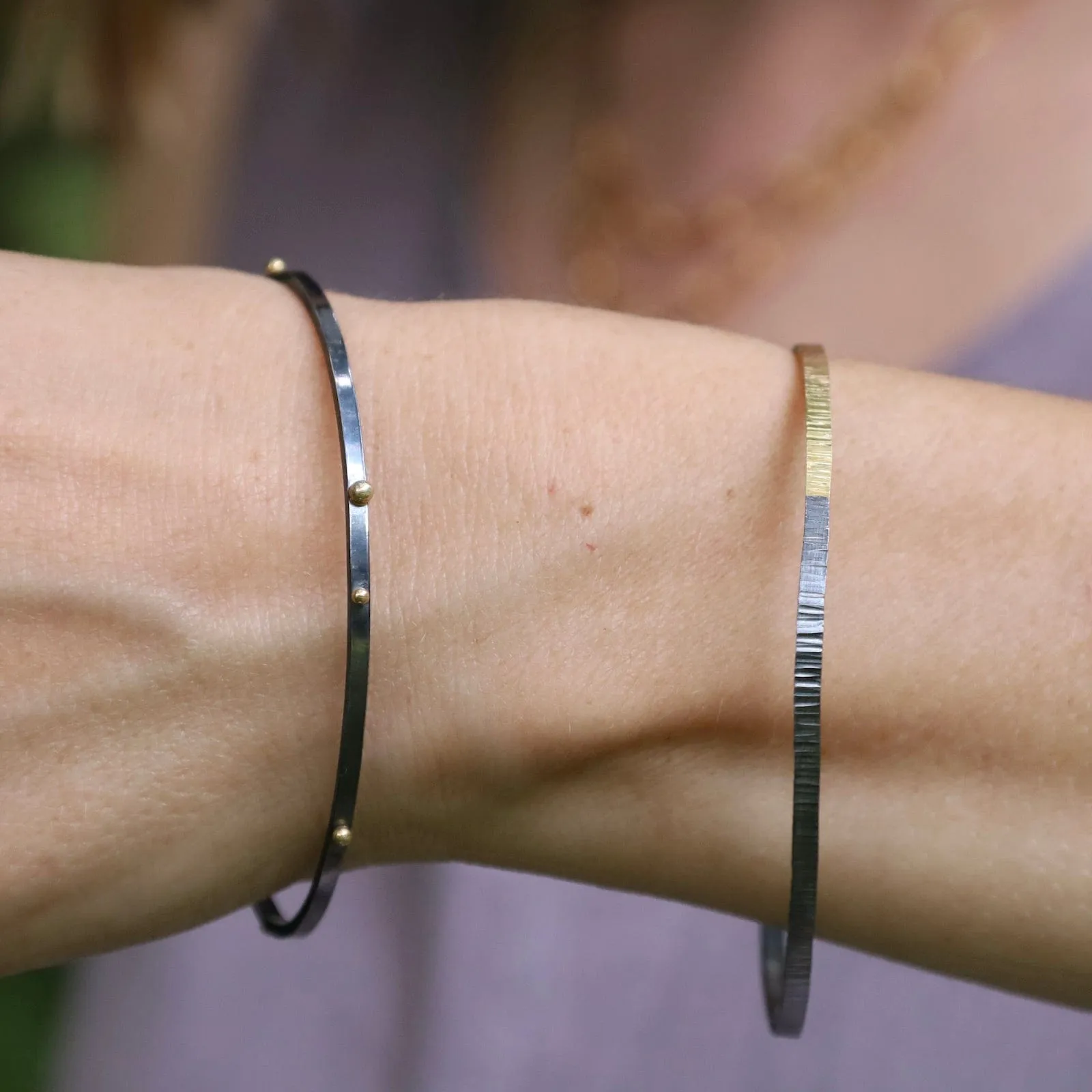 Two-Tone Textured Bangle