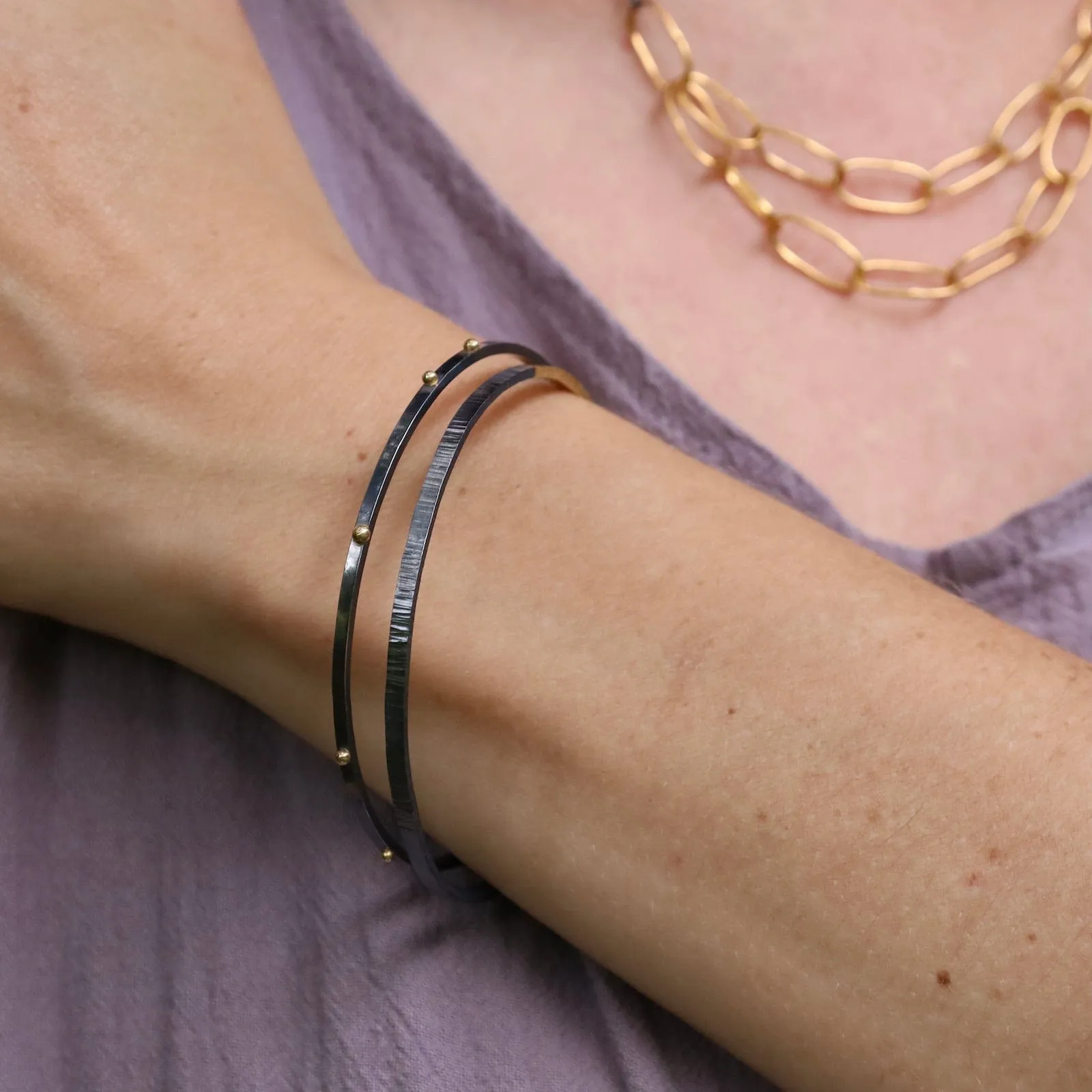 Two-Tone Textured Bangle