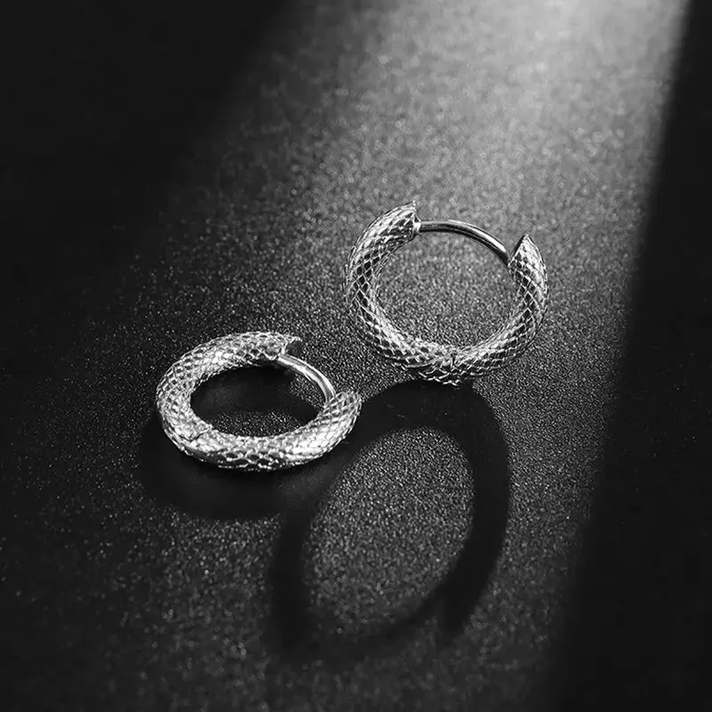 Vintage Snake Tangled Plant Vines Earrings Gothic Black Mamba Viper Hypoallergenic Earrings Men\'s Biker Rock Rap Jewelry Gift